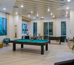 Pool table in interior lounge