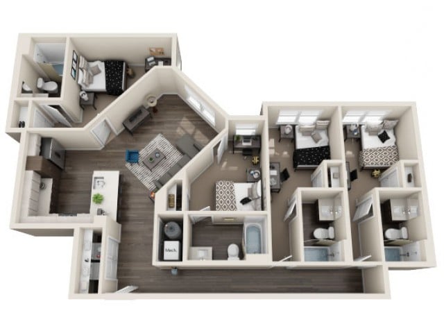 Deerwood - 4 x 4 Floor plan